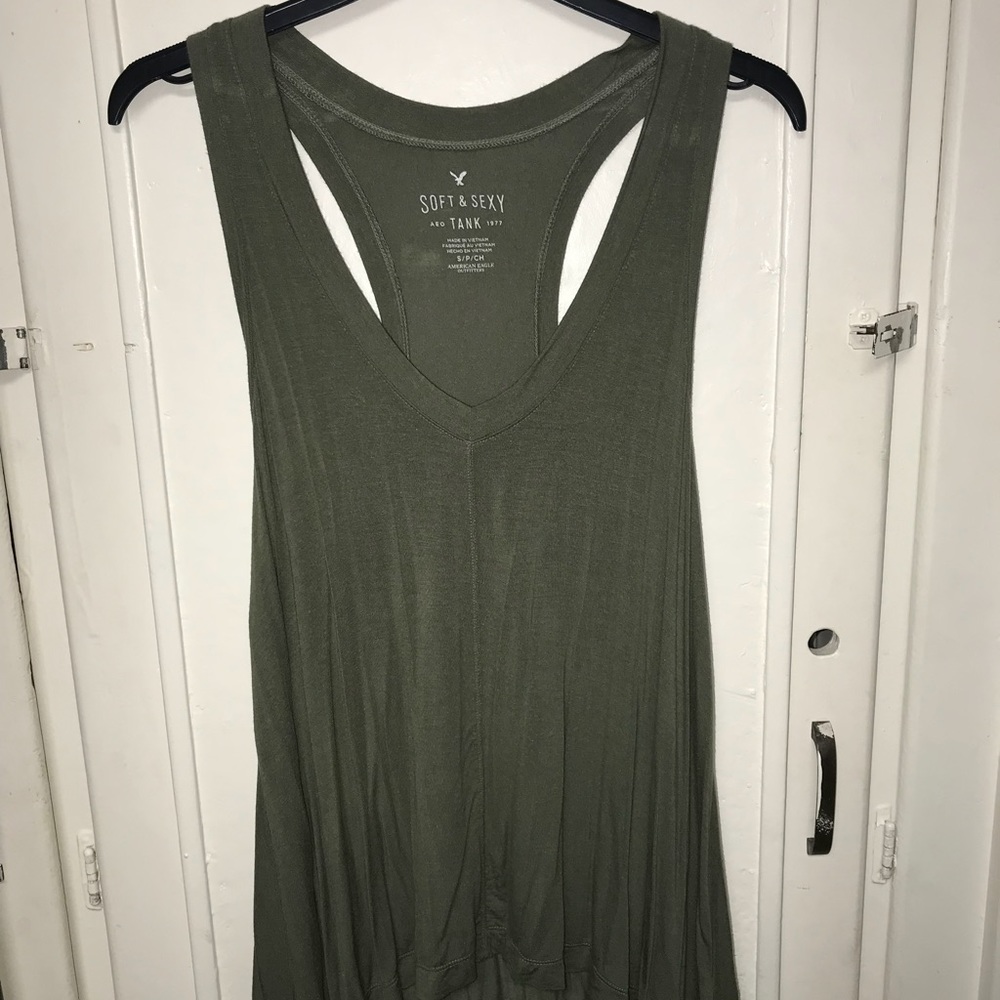 Army green v-tank top